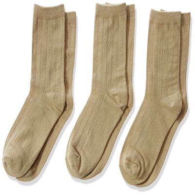 Jefferies Socks Boys 2-7 Rib Crew 3 Pair Pack, Khaki, X-Small
