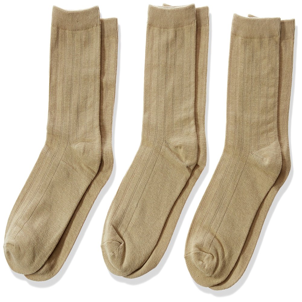 Jefferies Socks Boys 2-7 Rib Crew 3 Pair Pack, Khaki, X-Small