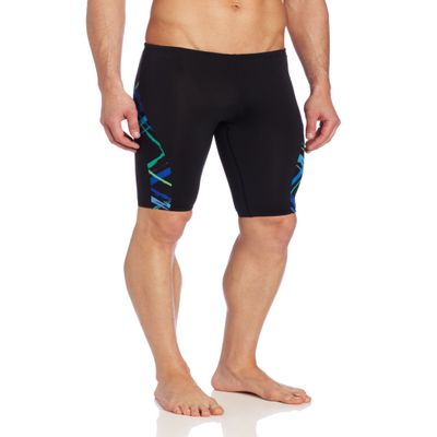 The Finals Men's Cabana Plaid Print Splice Jammer, Blue/Green, 34