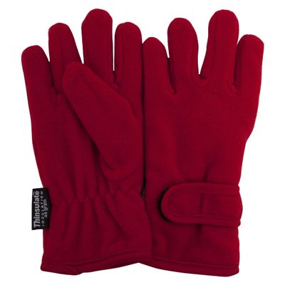 Floso Big Girls Childrens/Kids Plain Thermal Fleece Gloves (3M 40g) (9-12 years) (Red)