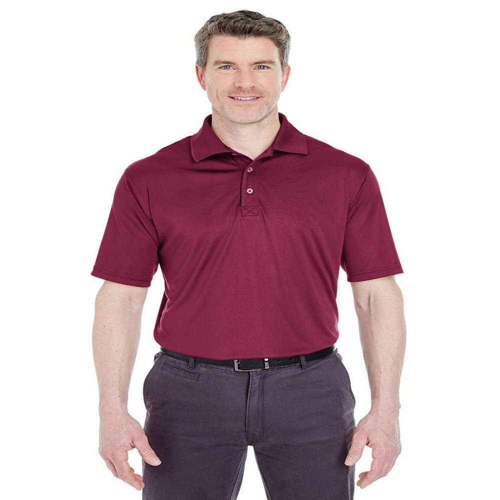 8425 UltraClub Men's Sport Performance Interlock Polo , Maroon , 4X-Large