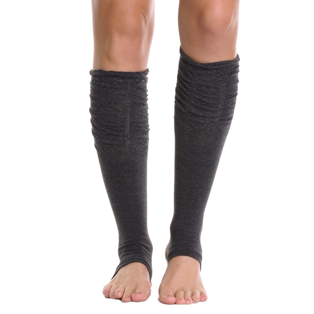 Angelina Glittery Ruched-top Stir Up Knee High/Leg Warmer, #8321Charcoal Gray