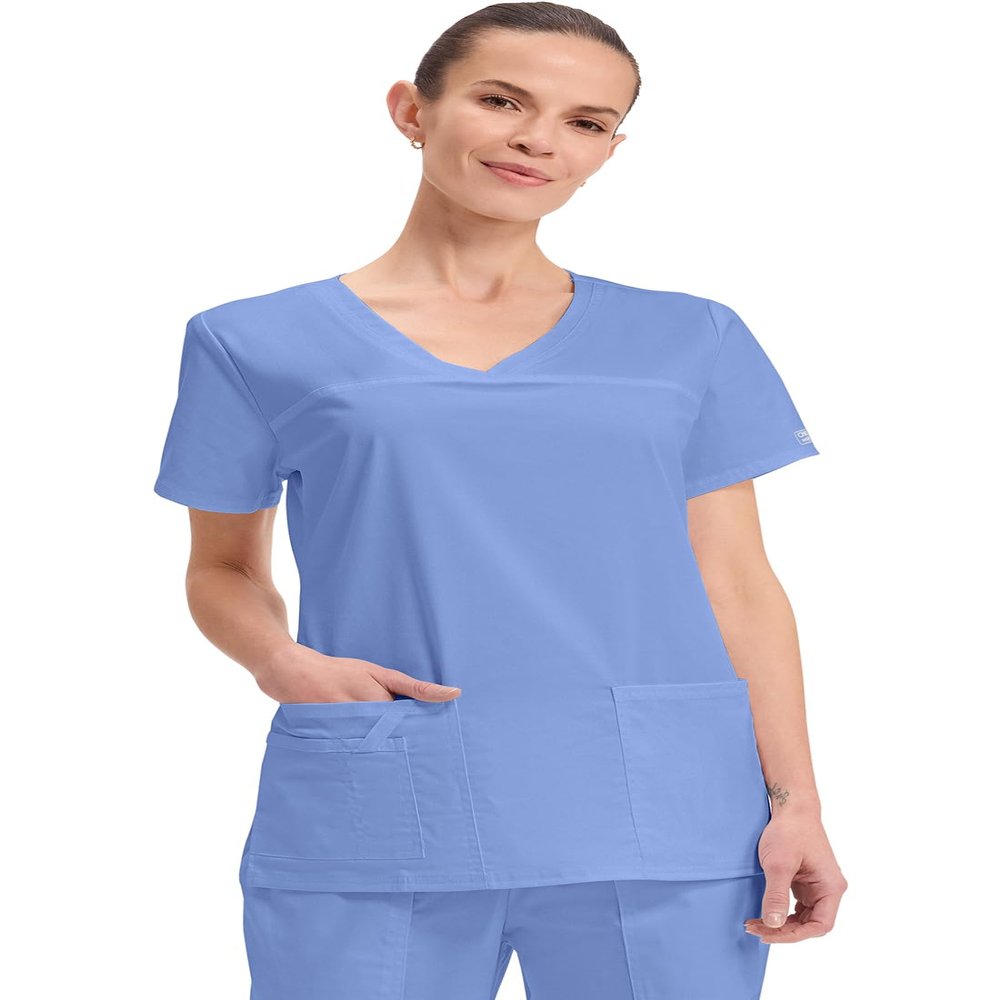 Cherokee Women's Workwear Scrubs Core Stretch V-Neck Top, Ciel, X-Large
