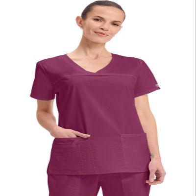 Cherokee Women's Workwear Scrubs Core Stretch V-Neck Top, Wine, Medium