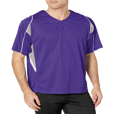 Alleson Athletic Men's Baseball Jersey, Purple/Grey/White, Small