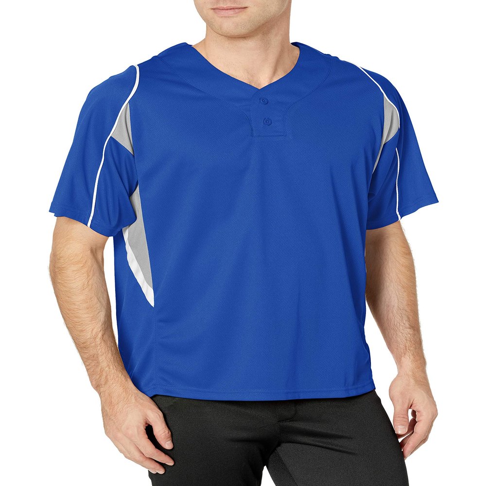Alleson Athletic Men's Baseball Jersey, Royal/Grey/White, Large
