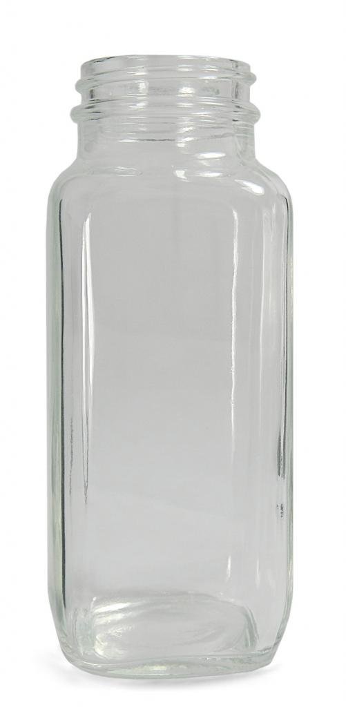 Qorpak GLA-00824 Clear Glass Wide Mouth French Square Bottle with 24-400 Neck Finish, 35mm Diameter x 72mm Height, 1oz Capacity (Case of 48)
