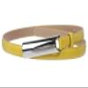 3/4 Inch Rectangular Stitching Feather Edged Skinny Patent Leather Belt Size: S/M - 32 Color: Yellow view 1
