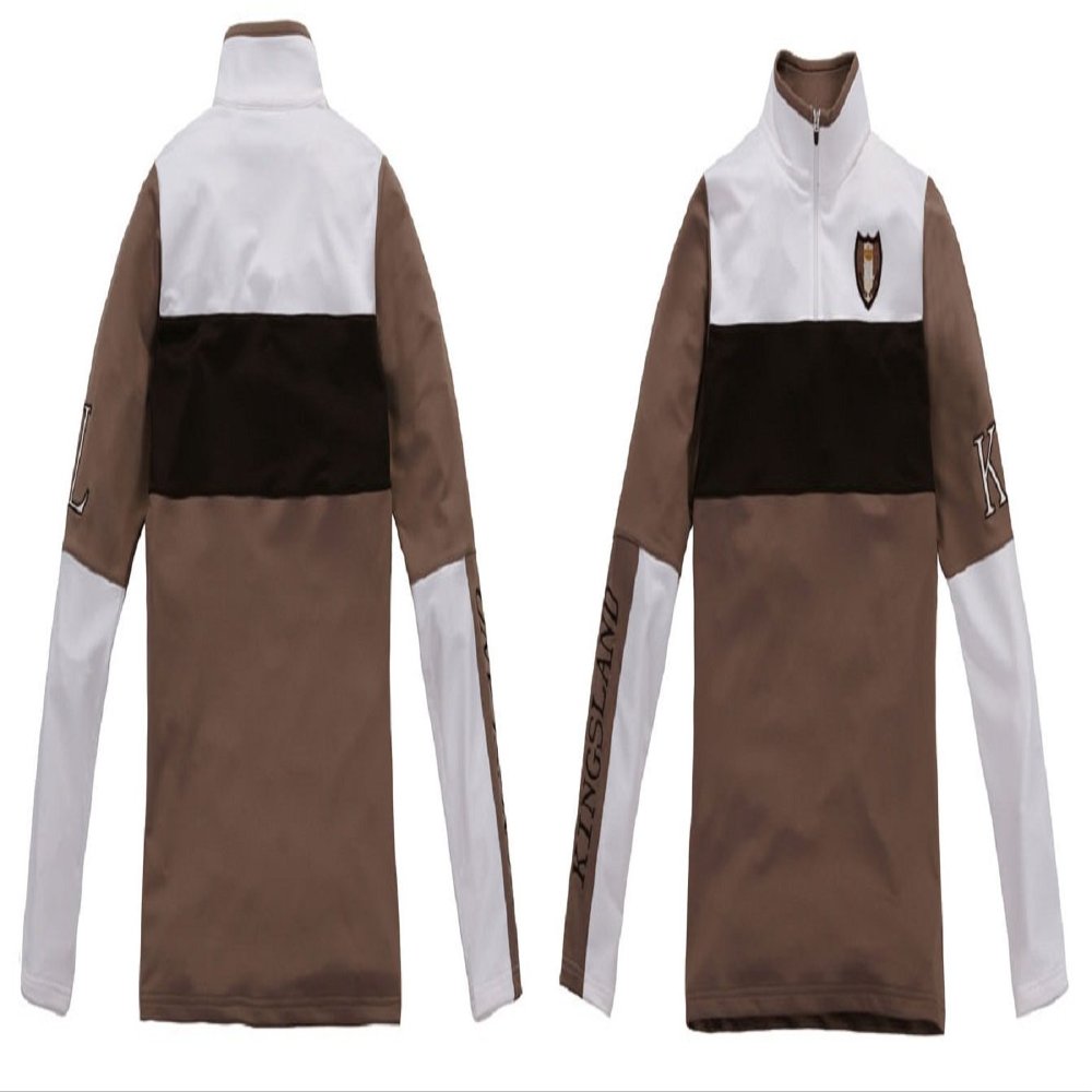 KINGSLAND EQUESTRIAN APPAREL Ladies ALMA Show Shirt in Beige,White and Brown Accents Large