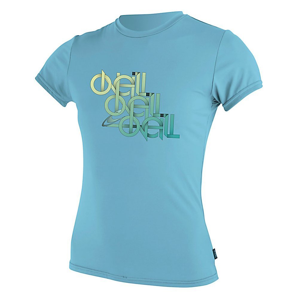 O'Neill Girls Skins Shortsleeve Rash Tee, Aruba, 8