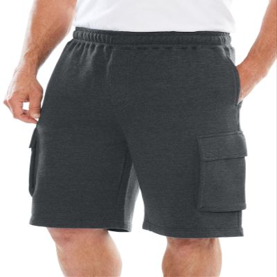 KingSize Men's Big & Tall Fleece 10" Cargo Shorts - Big - 8XL, Heather Charcoal