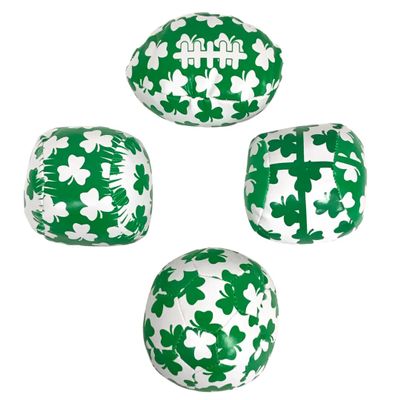 Mardi Gras Spot 4" Green and White Vinyl Sports Ball with St. Patrick Logo (Dozen)