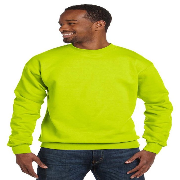 Hanes ComfortBlend manga larga Fleece Crew p160, Safety Green, Small