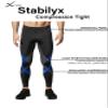 CW-X Men's Stabilyx Joint Support Compression Sports Tights, Pants for Running and Recovery, Black/Grey/Blue, Large, 225809A view 4
