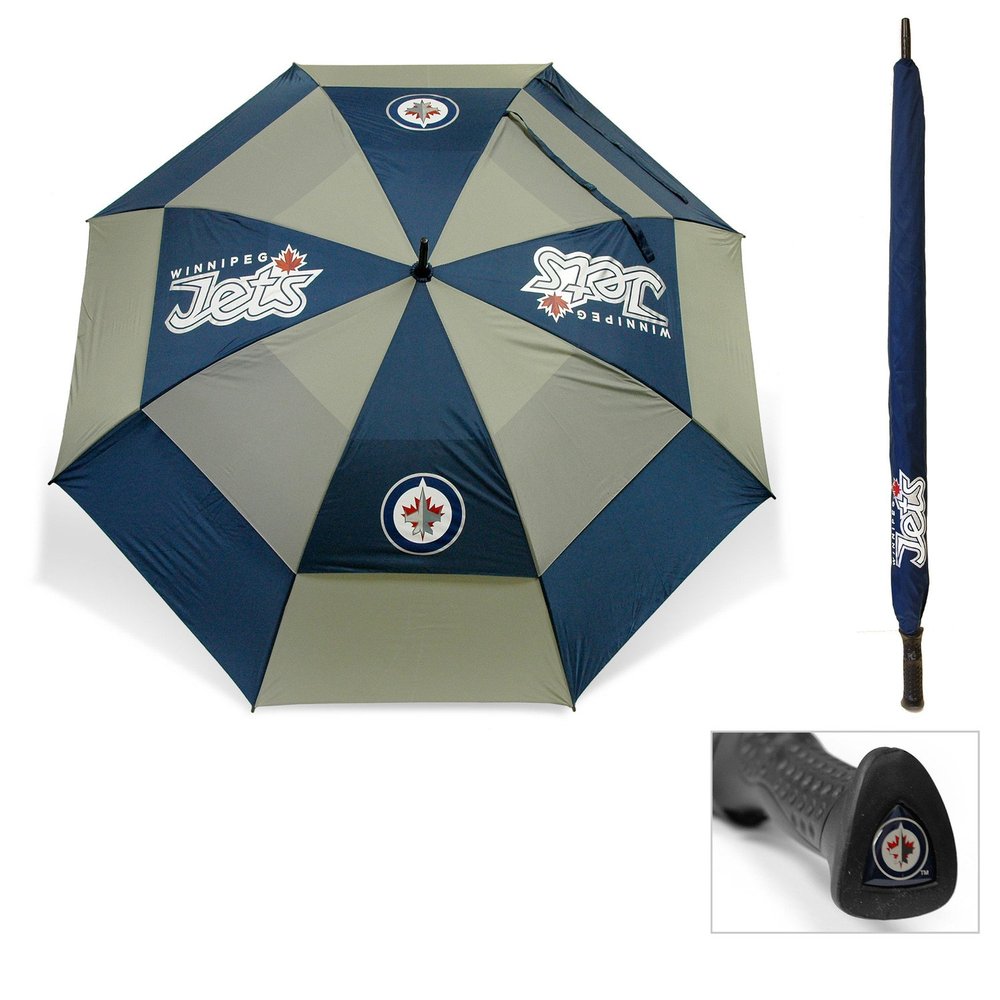 Team Golf NHL Winnipeg Jets Golf Umbrella 62" Golf Umbrella with Protective Sheath, Double Canopy Wind Protection Design, Auto Open Button