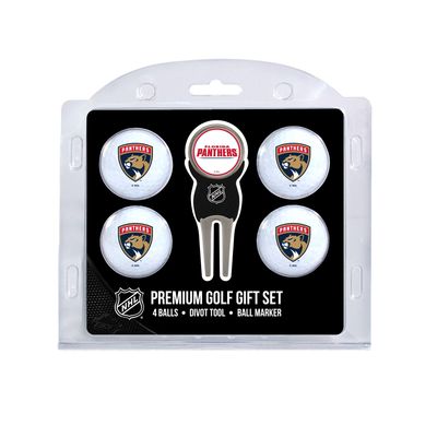 Team Golf NHL Florida Panthers 4 Golf Ball And Divot Tool Set Regulation Size Golf Balls (4 Count) & Divot Tool with Removable Double-Sided Magnetic Marker
