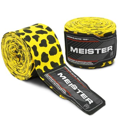 Meister Adult 180 Inch (457 cm) Semi-Elastic Hand Wraps for MMA & Boxing (Pair) - Leopard Spots