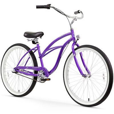 Firmstrong Urban Women's Beach Cruiser Bike, 3 Speed Bicycle, 26 Inch Wheels, Purple