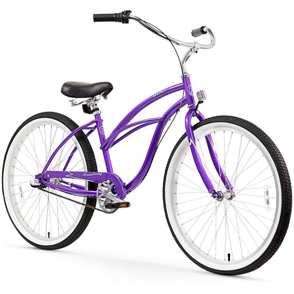 Firmstrong Urban Women's Beach Cruiser Bike, 3 Speed Bicycle, 26 Inch Wheels, Purple