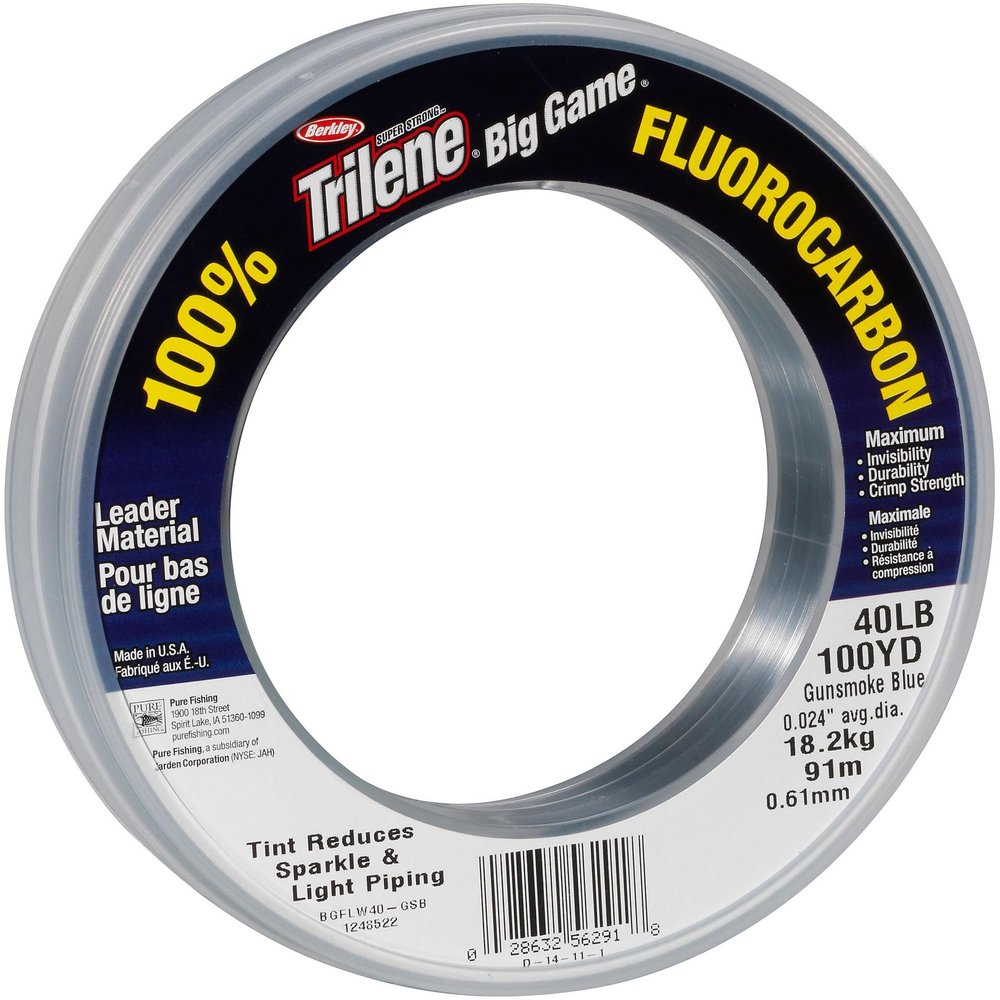 Berkley Big Game Fluorocarbon Leaders, Fishing Line, Fluorocarbon, Allround Fishing, 100% Professional Grade Flurocarbon, Unisex, Clear, 0.74mm | 25kg | 55lb | 91m | 100yd