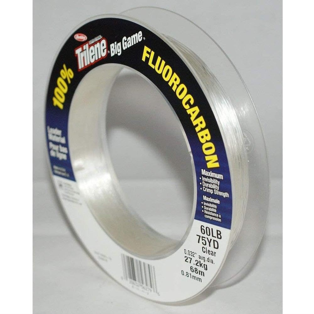 Berkley Big Game Fluorocarbon Leaders, Fishing Line, Fluorocarbon, Allround Fishing, 100% Professional Grade Flurocarbon, Unisex, Clear, 0.81mm | 27.2kg | 60lb | 68m | 75yd