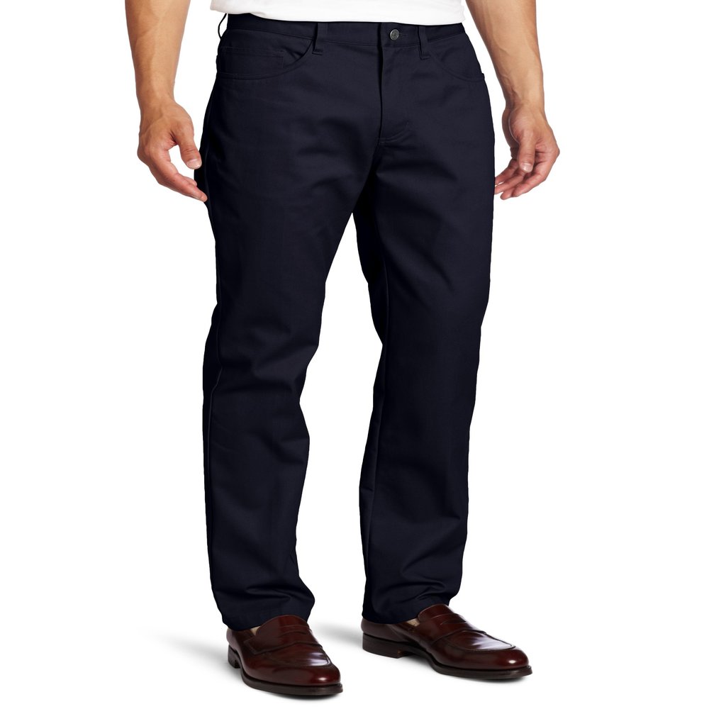 Lee mens Slim Straight 5 Pocket casual pants, Navy, 38W x 30L US