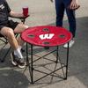 Logo Brands NCAA Wisconsin Badgers Round Tailgating Table  Portable with Foldable Legs, 4 Cup Holders, Powder-Coated Steel, and 27.6" Surface Diameter, Team Color view 2