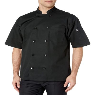 Uncommon Threads Men's South Beach Chef Coat Short SLVS, Black, S