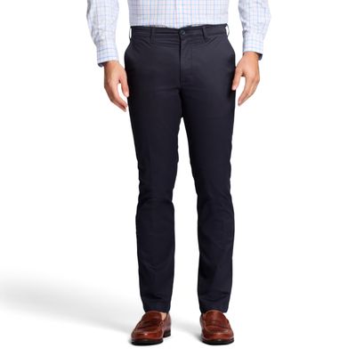 IZOD Men's Performance Stretch Straight Fit Flat Front Chino Pant, Navy, 38W x 30L