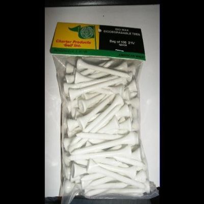 Charter Biomax Biodegradable Tees 2 3/4" 100 Tees White New
