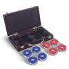 Hathaway Shuffleboard Pucks Set of 8  Regulation Sized Shuffleboard Discs with Dimpled Top for Easy Grip & Beveled Edge for Better Control, & Sturdy Dark Cherry Wooden Case  Shuffleboard Accessories view 1