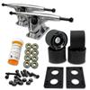 Yocaher Longboard Skateboard Trucks Combo Set 71mm Wheels + 7"/180mm Heavy Duty Aluminum Polished Trucks, Bearing, Riser Pad, and Longboard Hardware Package (Solid Black Wheel & Polished Trucks) view 1