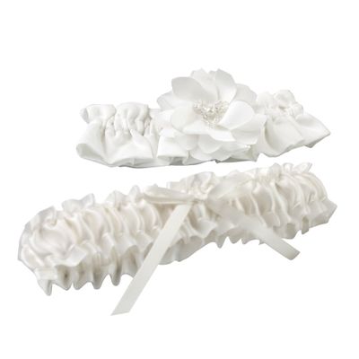 Ivy Lane Design Wedding Accessories Brides Garter Set, Water Lily, White
