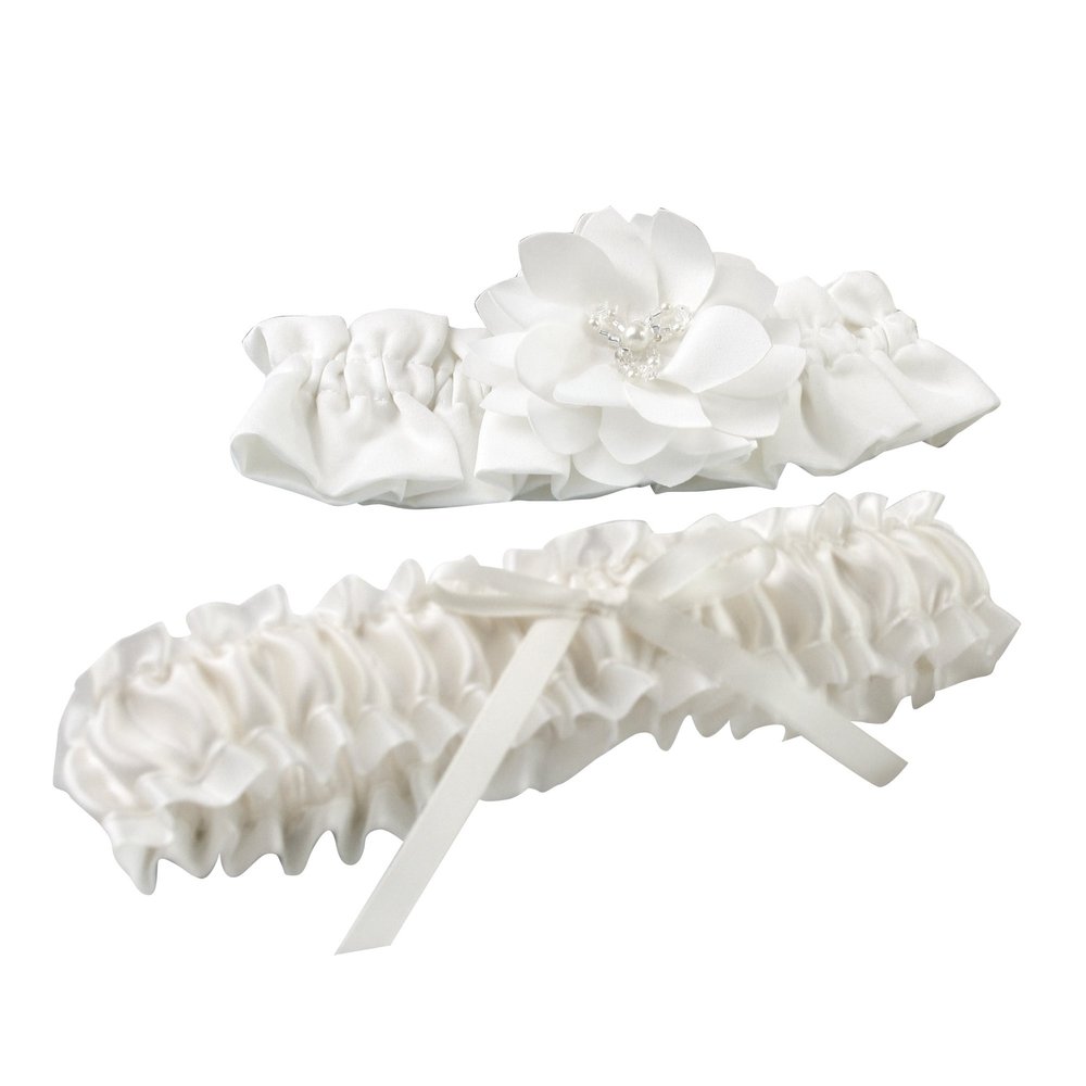 Ivy Lane Design Wedding Accessories Brides Garter Set, Water Lily, White