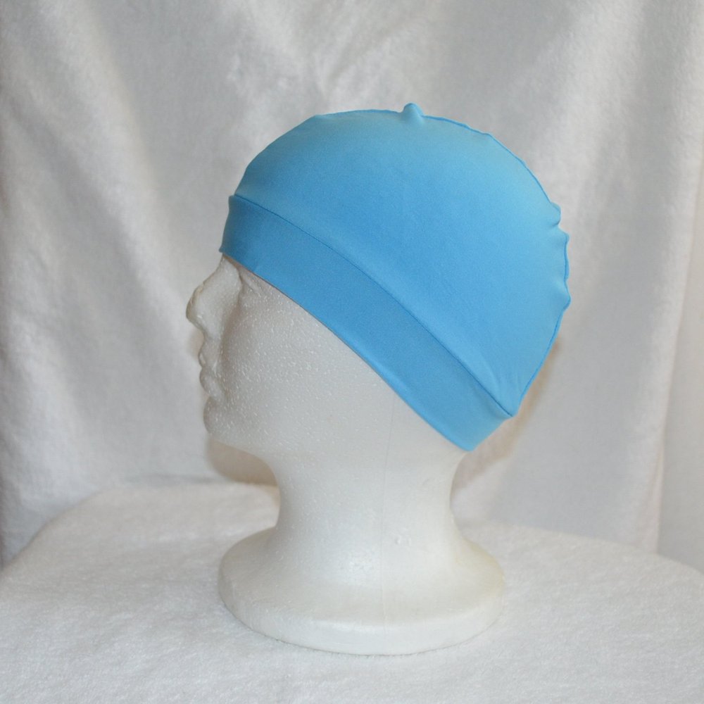 Aqua Sky Blue Dome hat - Spandex Wave Builder Du-rag Cap