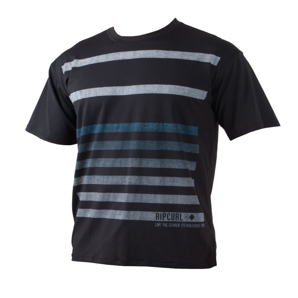 Rip Curl Men's Stripe Surf Lycra Shirt (Black, X-Small)