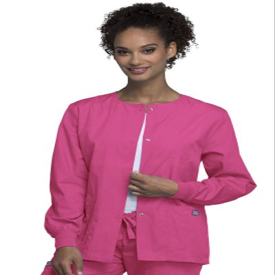 Cherokee Women's Snap Front Warm Up Jacket, Shocking Pink, 4X-Large