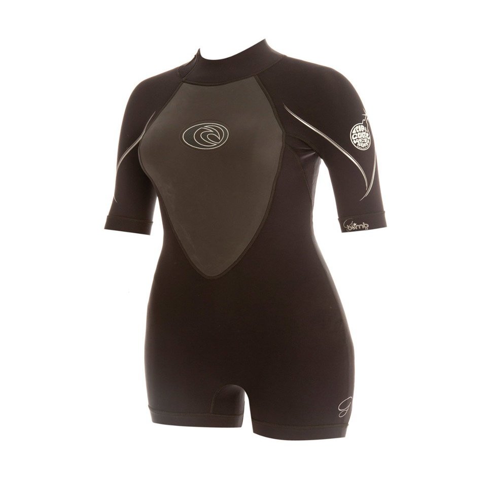 Rip Curl Women's G-Bomb Short Sleeve Springsuit (Black/Blue, Silver 12)