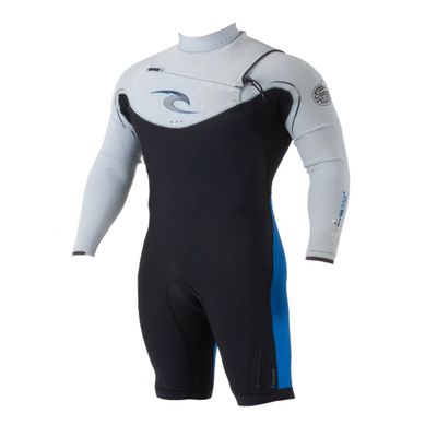 Rip Curl Men's E-Bomb Chest Zip Long Sleeve Springsuit (Black/Silver/Blue, X-Small)