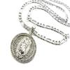 NYFASHION101 Round Saint Mary Pendant w/ 5mm 24" Figaro Chain Necklace in Silver-Tone MSP155R view 1