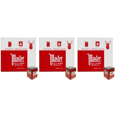 Masters Gray Billiard Cue Chalk - 3 dozen
