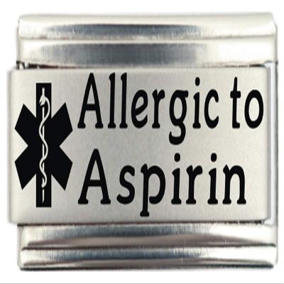 Allergic to Asprin Medical Alert Italian Charm Bracelet Jewelry Link