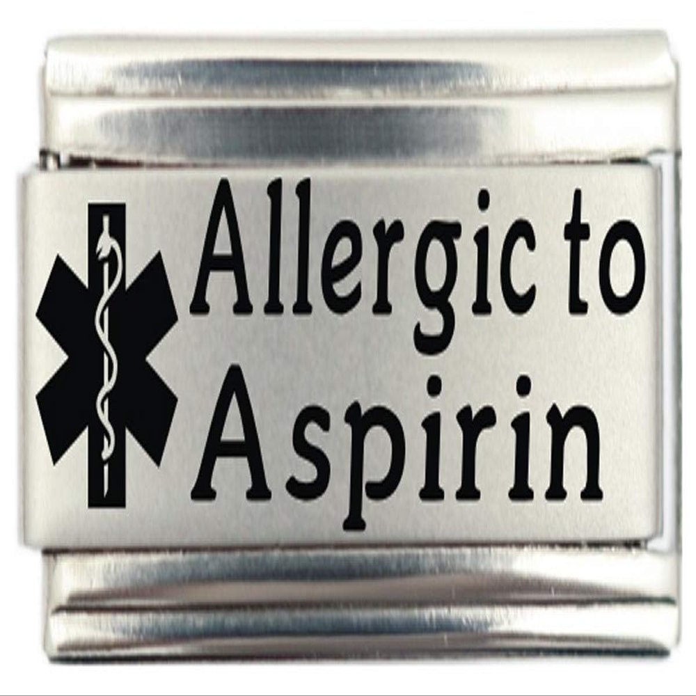 Allergic to Asprin Medical Alert Italian Charm Bracelet Jewelry Link