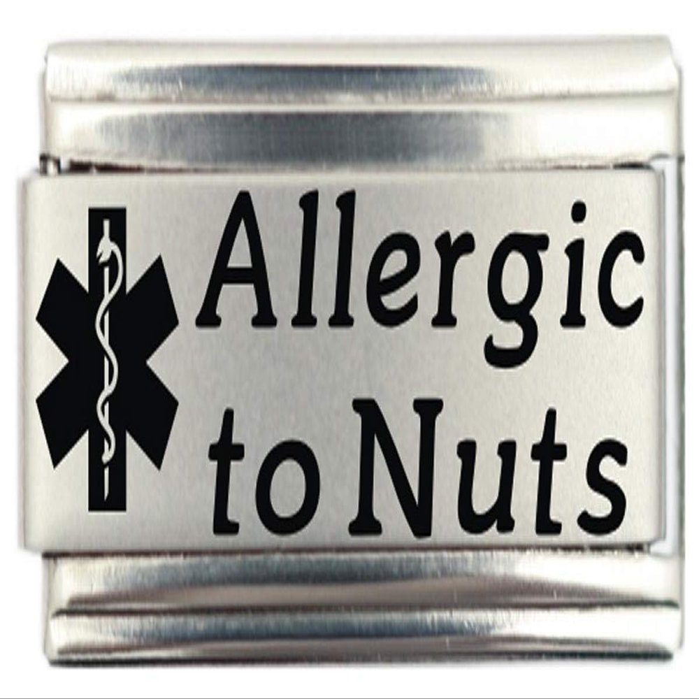 Allergic to Nuts Medical Alert Italian Charm Bracelet Jewelry Link