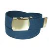 CTM Kids' Cotton Adjustable Belt with Brass Military Buckle, Navy view 3