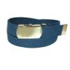 CTM Kids' Cotton Adjustable Belt with Brass Military Buckle, Navy view 4