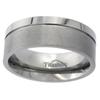 8mm Titanium Wedding Band Ring Grooved Squared Edges Brushed & Polished Finish Comfort Fit Size 12.5 view 1