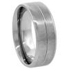 8mm Titanium Wedding Band Ring Grooved Center Brushed Finish Beveled Edges Flat Comfort Fit Size 7 view 3
