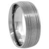 8mm Titanium Wedding Band Ring 4 Grooves Brushed Finish Domed Comfort Fit Size 13.5 view 3
