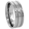 8mm Titanium Wedding Band Ring 2 Grooves Flat Polished Finish Comfort Fit Size 8 view 3